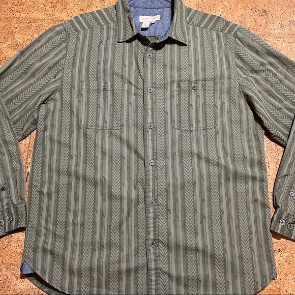 The Territory Ahead Men’s Vintage Chevron Striped Long Sleeve Shirt Sz L - Picture 1 of 15